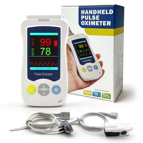 Image of Overnight Pulse Oximeter, Medical Grade Accuarcy SpO2 & PR Continuous Pulse Oximeter Pediatric Blood Oxygen Saturation Monitor Handheld Infant with Adjustable Alarms and 500 Data Storage for Adult Baby
