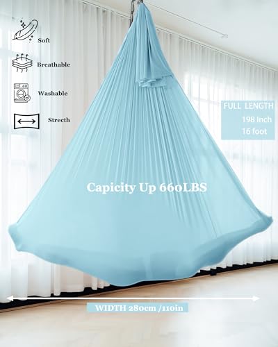 Image of F.Life Aerial Silk Yoga Hammock & Swing for yoga Inversion,Strength training,starter hardware kit