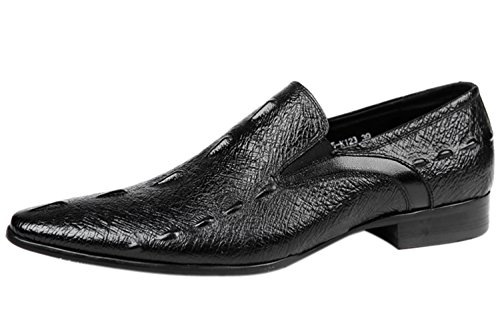 Dress Shoes For Men Alligator Crocodile Print Leather Venetian-Style Slip On Casual Loafer Shoes Black 8.5 Us #TOP1