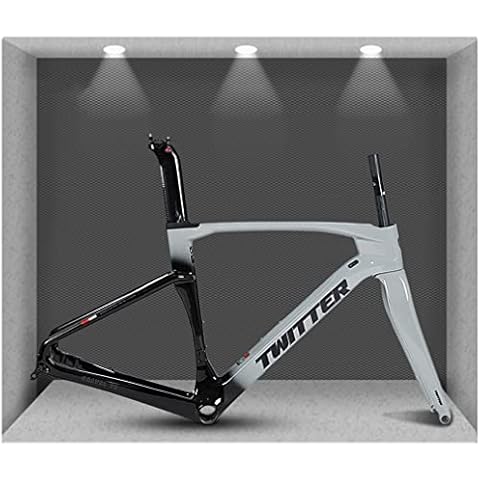 YOJOLO Carbon Road Bike Frame Fork 700C Disc Brake Bicycle Frame EPS BB86 45/48/51/54cm Road Off-road Racing Frame Thru Axle 12x100/12x142mm (Color : G A, Size : S) Cover