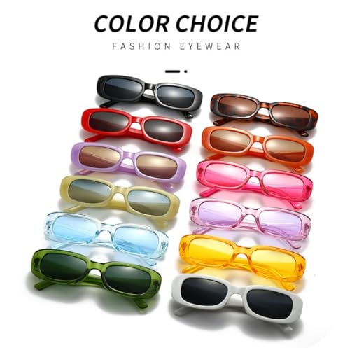 Image of IKANOO Retro Rectangle Sunglasses for Women Men Small Square Frame Trendy Y2K 90's Black Sunglasses