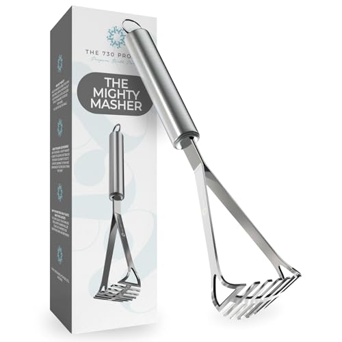 Image of The 730 Project Mighty Masher, Baby Food Masher for Starting Solids Essentials, Baby-Led Weaning Mini Avocado and Potato Masher, Stainless Steel Potato Smasher Tool
