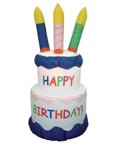 6 Foot Inflatable Happy Birthday Cake with Candles Yard Decoration