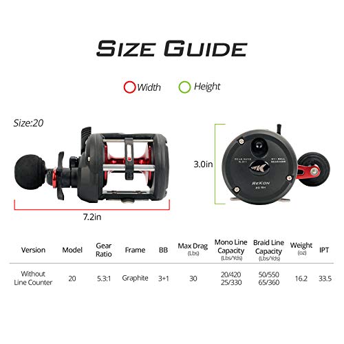 image for KastKing ReKon Level Wind Trolling/Jigging Fishing Reel,Round Conventi
