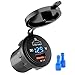 MICTUNING 36W Fast PD USB-C Car Charger with USB Quick Charge 3.0 and Type C Charger Socket with LED Digital Voltmeter Compatible with iPhone iPad Pixel Samsung MacBook