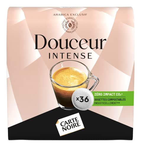 CARTE NOIRE - Café Dosettes Souples - 'Douceur Intense' - Café Moulu Pur Arabica - Lot de 10 x 36 Dosettes - Fabriqué en France