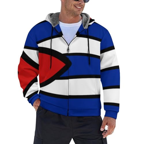 Sweat à capuche homme zippé avec imprimé Cuba veste décontractée en polaire