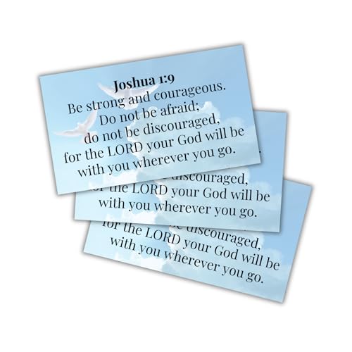 Joshua 1:9 Bible Verse Wallet Cards 30pk 3.5x2" Bulk Clouds Be Strong and Courageous Pocket Encouragement Church Members Teens Hand Out
