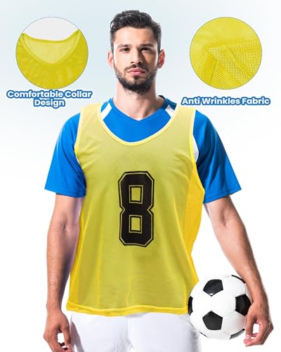 Image of Suhine 48 Pcs Adult Pinnies for Sport Soccer Nylon Mesh Scrimmage Vest Mesh Basketball Football Team(Cute Color,XXL)