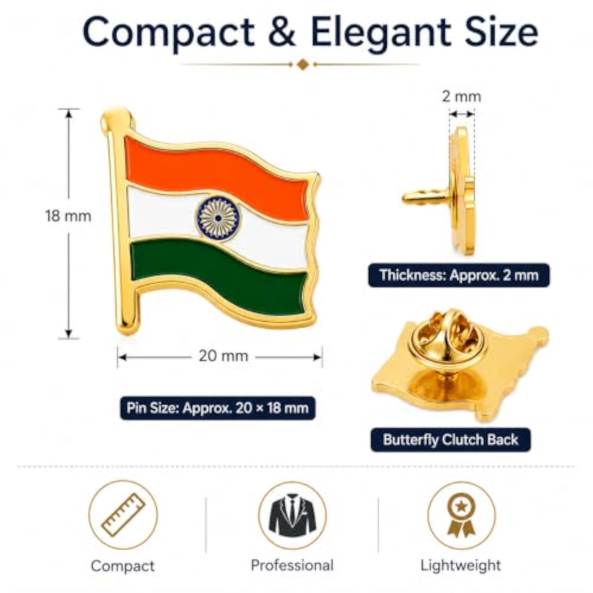 Indian Lapel Pin Badge, Gold Plated Enamel Brooch