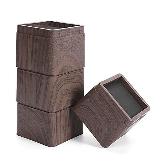 MEETWARM 3 Inch Bed Risers Heavy Duty Stackable Furniture Risers for Couch Sofa Bed Desk Table (Black Walnut Wood Grain), Set of 4