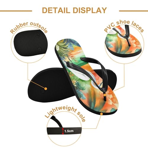 Burbuja Egret Bird with Palm Trees Flip Flops for Women Men, Soft Thong Sandals Rubber Slippers for Pool Beach Essentials3