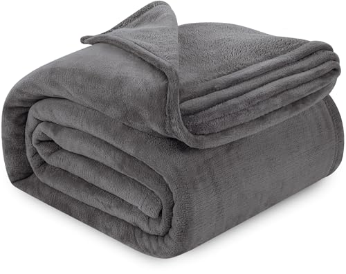Utopia Bedding Grey Fleece Blanket King Size Fuzzy Soft Anti-Static Microfiber Bed Blanket (90x102...*