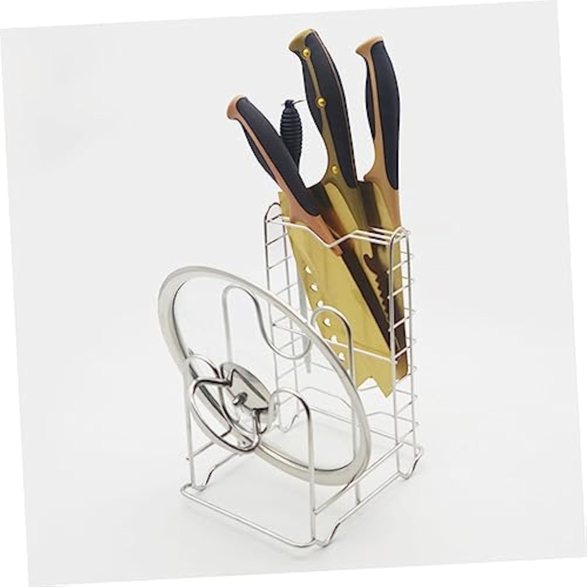 Stainless Steel Cutting Board Rack and Knife Holder for Kitchen