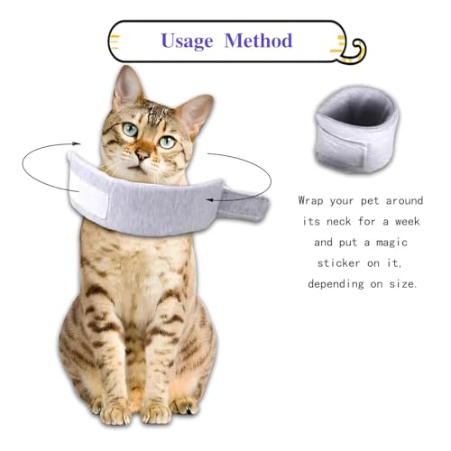 Image of Cat Cone Collar for Pet with Spinal IVDD Issues After Surgery Recovery, Adjustable Cat Neck Brace Elizabethan Collar, Neck Cervical Cone to Stop Licking for Small Medium Dog Puppy Kitten (Grey, S)