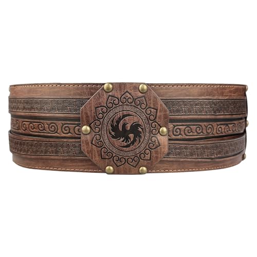 HiiFeuer Viking Wide Belt, Medieval Faux Leather Armor Belt, Knight Corset Belt, LARP Halloween Costume2