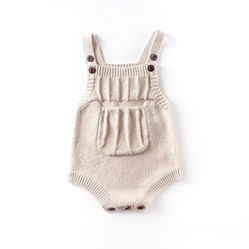 Just Bodi Baby Girl Baby Boy Clothes Knitted Romper Onesie Neutrals Overalls Unisex Baby Clothes Cotton (Sand, 3-6 Months), 82102 #TOP1