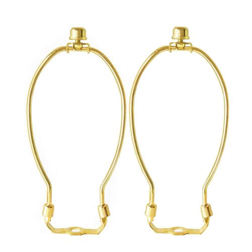 Image of GY & CK 7 Inch Lamp Shade Harp for Table and Floor Lamps, Heavy Duty Lamp Shade Holder with Standard Harp Saddle and Lamp FinialSet, Brass, 2 Pack
