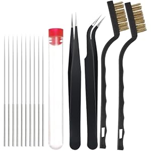 15 Stück 3D Drucker Düsenreinigungsnadeln Reinigungsset, 3D Drucker Düsenreiniger Kit, 3D Druck Zubehör mit 0,4mm Reinigungsnadeln, Drahtbürste aus Messing und Pinzette