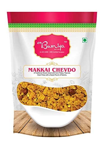 CN Bumiya Makkai Chevda 250g Pack of 2 | Crunchy Corn Flakes Snack Mix | Spicy & Savory Indian Chevda for Tea Time & Snacking