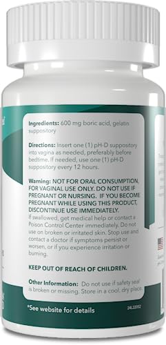 pH-D Feminine Health Boric Acid Suppositories for Women, 600 mg, 24 Count - image 7