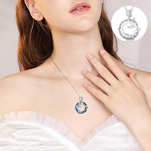 AOBOCO 925 Sterling Silver Rose Flower Pendant Necklace Colorful Crystal Jewellery for Women Girls Mothers Day Wedding Birthday Gifts - Image 4