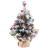 Assemblage pratique : Soigneusement conçu, cet arbre mini sapin de noël artificiel ne nécessite aucun assemblage complexe. Il suffit d'accrocher les baies rouges et les pommes de pin aux branches, d'enrouler les guirlandes lumineuses LED autour des branches, créer sans effort une atmosphère festive chaleureuse