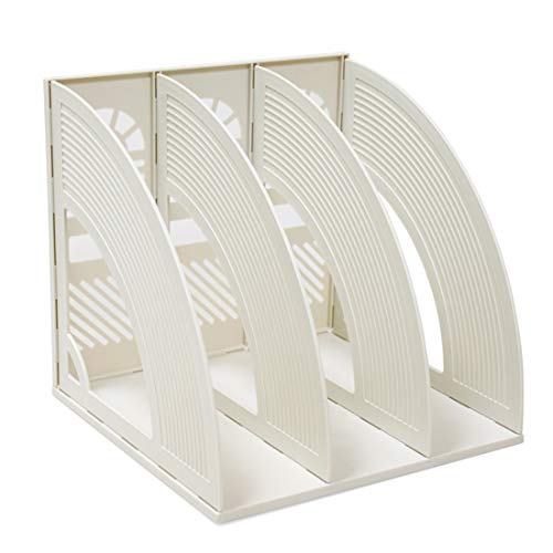 Schreibtisch-Organizer von KXF, 3 Abschnitte, stabiler Schreibtisch-Organizer aus Kunststoff, Zeitschriftenhalter, Rahmen für Aktenordner, Aktenregal, Display und Aufbewahrung für Schule, Büro Cover
