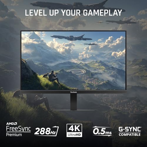 Image of ViewSonic VX2730D-4K 27 Inch 4K Gaming Monitor, IPS with Switchable Refresh Rate at 288Hz and 0.5ms for Smooth Gameplay, FreeSync Premium, Eye Care Technology, Advanced Ergonomics, HDMI, and DP Inputs
