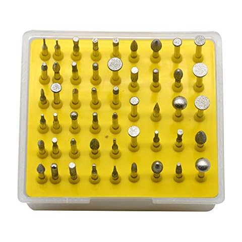 Oudtinx 50-Piece 1/8-Inch Shank Diamond Coated Rotary Burrs Set Fits Dremel Rotary Tools,Diamond Burr Set for Jewelry,Glass,Stone,Ceramic,ect.(Small Head Style) Cover