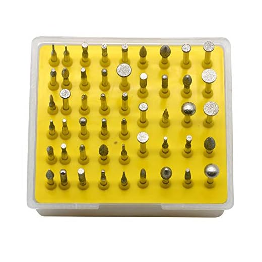 Oudtinx 50-Piece 1/8-Inch Shank Diamond Coated Rotary Burrs Set Fits Dremel Rotary Tools,Diamond Burr Set for Jewelry,Glass,Stone,Ceramic,ect.(Small Head Style)