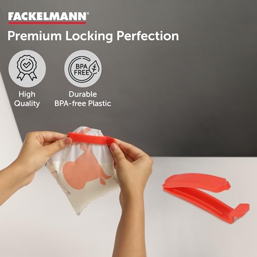 Image of Fackelmann Re-Usable Food Sealing Clips, Set of 5 | Ergonomic Design, Durable & Easy to Use | BPA Free Plastic | Ideal for Clipping Plastic Bags, Food Bags & Paper Bags - Multicolour