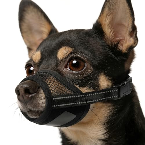 Image of 2 Pack Dog Muzzle, Soft Mesh Muzzles for Small Medium Large Dogs, Breathable Pet Muzzle Adjustable Dog Mouth Guard for Biting Chewing Grooming, Allow Drinking Panting, Black XS