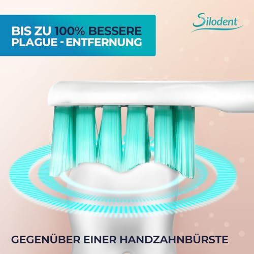 Silodent Schallzahnbürste Champagne. Testsieger-100 Tage risikofrei testen. Einzige elektrische Zahnbürste mit antiseptischen Borsten. Premium Zahnbürste, 5 Programme, Power-Batterie & Reiseetui – Bild 6
