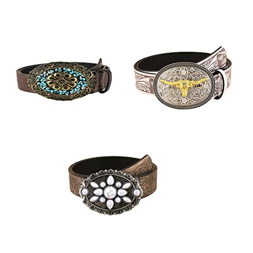 appuivbt Vintage White Stone Buckle Belt Engraved Flower Belt Embossed Leather Belt Vintage Western Belt Jeans Belt3