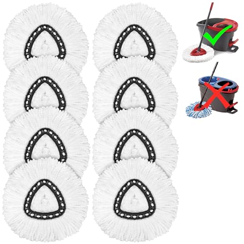 Image of O-Ceda Easy Wrin Spin Mop Replacement - 8 Pack Microfiber Spin Mop Heads, Easy Cleaning Refills