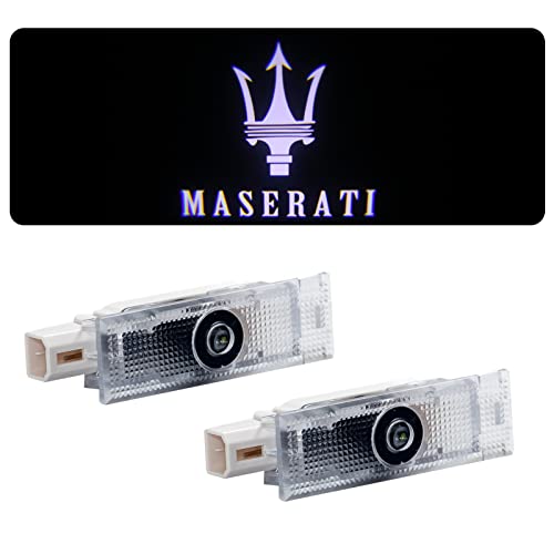 2Pcs Car LED Door Lights Logo Projector Jfsotls Never Fade Emblem Light LED Laser Ghost Shadow Light for Quattroporte Ghibli Levante Grecale (Car Logo)