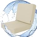 Favoyard Outdoor Deep Seat Cushion Set, 22 x 22 Inch Rainproof & 3-Year Fade Resistant Patio Furniture Cushions, Removable Seat Bottom & Back Cushion covers with Ties for Chair, Sofa, Couch, Dark Gray