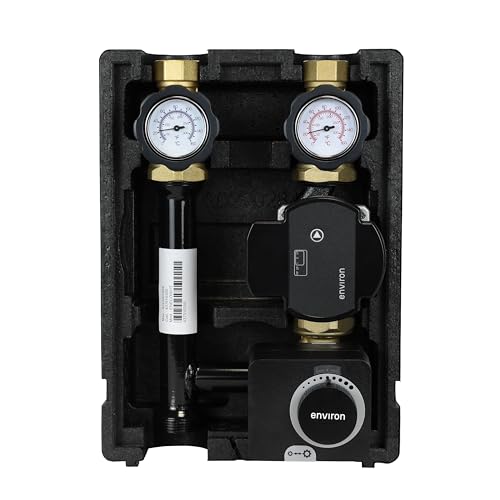 ENVIRON- Pumpengruppe ENECO001T DN25 | mit Drei-Wege-Mischer, Stellmotor 230V und Hocheffizienzpumpe | Heizung Fußbodenheizung Mischer Heizungsmischer Umwälzpumpe (Environ Ecocirc 25/6)