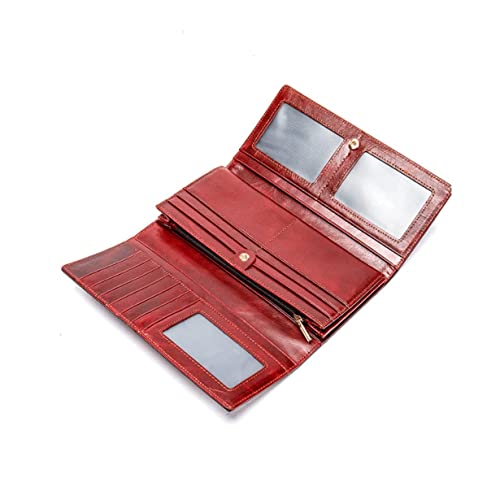 Women's Wallets, Genuine Leather Business Wallets, Blocking Wallet, Money Organisers, Money Clips, Card-Cases (Size : Red)2