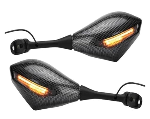Espejos de manillar para motocicleta CNC que eliminan puntos ciegos con luz