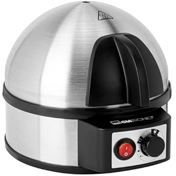 Cuociuova elettrico Clatronic per un massimo di 7 uova | cuociuova in acciaio inox con impostazione della durezza | interruttore acceso/spento illuminato | 400 watt | acciaio inox | EK 3321