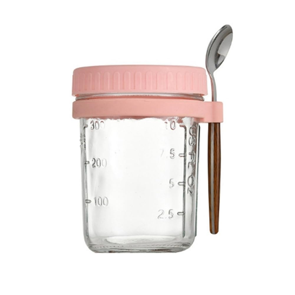 CTRLZS 1pcs Breakfast Cup Container Airtight Oatmeal Jar with Cover and Spoon Portable Oatmeal Cup for Salads Cereal Easy Install High Guality Pink