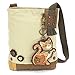 CHALA Patch Cross-Body Women Handbag, Sand Color Canvas Messenger Bag - Orange Tabby Cat - Sand