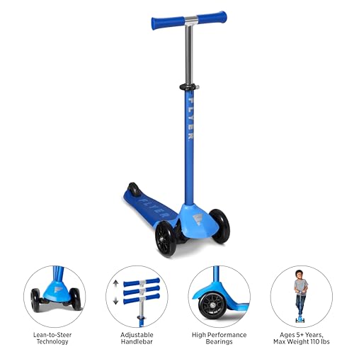 Image of Flyer Glider Pro, Radio Flyer Lean to Steer Kids Scooter, Blue, for Kids Ages 5+ Years