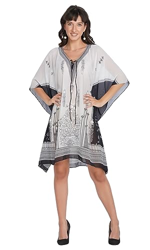 Image of RAVI RAJORIA Georgette Digital Printed Beach Wear Kaftan Blue Free Size R800 | Multi Color 2