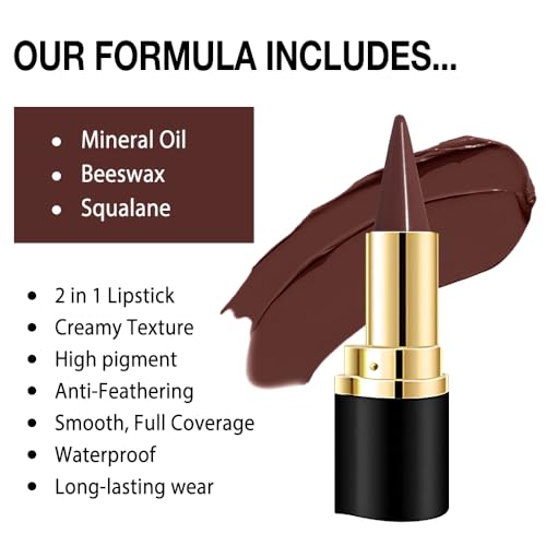Image of Kaely Maroon Gradient Matte Lipstick Lip Liner Pencil for Women, 2in1 Flawless Contour Gradual Ombre Effect Lip Pencil Makeup Waterproof, labiales mate 24 horas originales, 19
