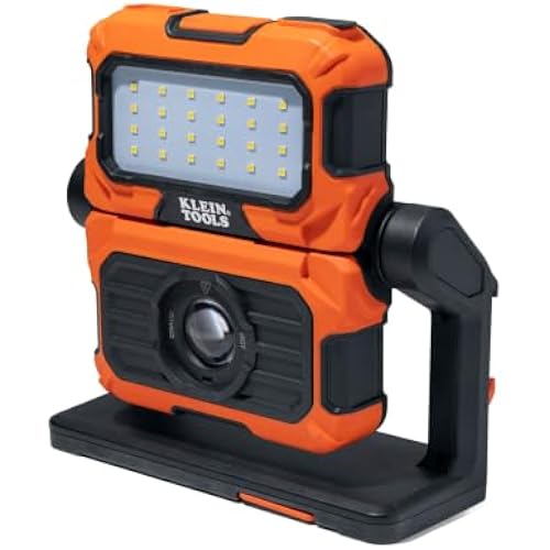 KLEIN TOOLS 56417 Rechargeable LED Work Light, 3000-Lumens, Portable Magnetic Work Light with 6 Modes, 360-Degree Rotation, Compatible with MODbox Rail System