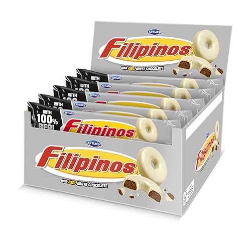Galletas Filipinos Choco Blanco 120 gr (Pack de 12) - Con auténtico chocolate blanco - Artiach