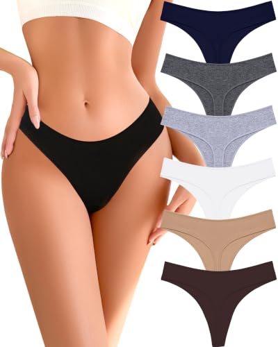 Image of READY TO LOVE Cotton Underwear for Women Pack Breathable Thongs for Women Sexy Stretch Soft Womens Panties Thong XS-XL